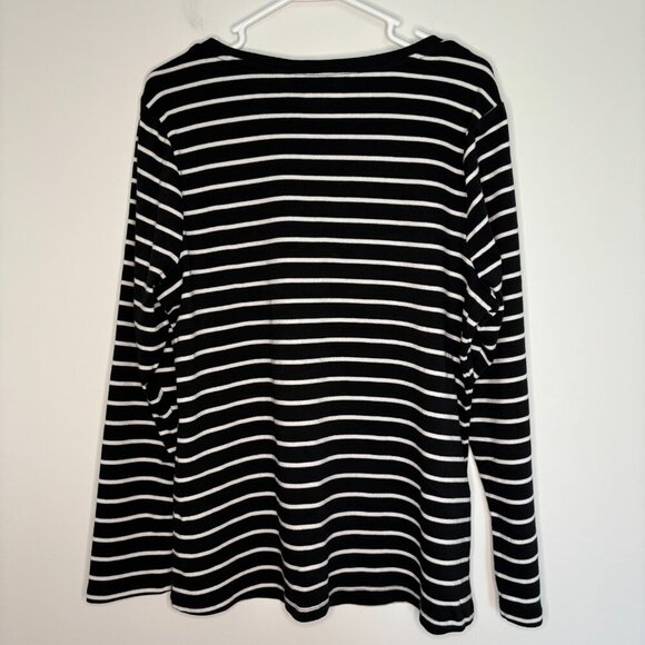 LANE BRYANT NEW Striped V-Neck Tee Womens 14/16 Black White Stretch - Picture 2 of 5